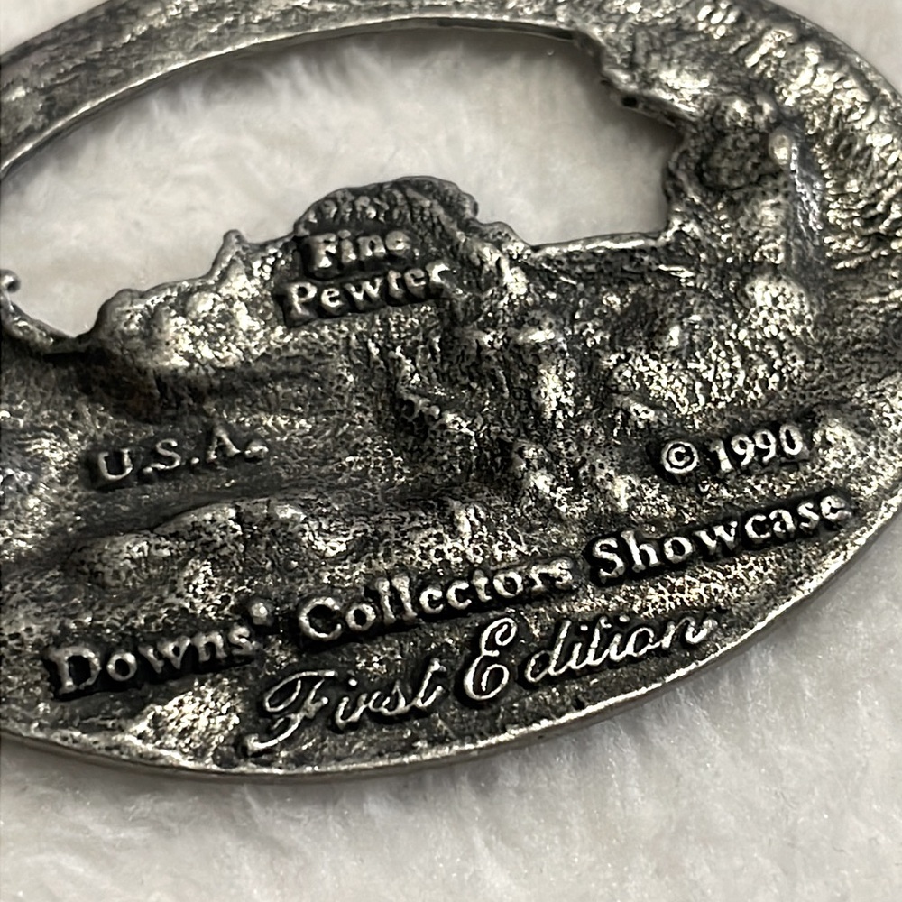 Downs Collectors Showcase 1990 First Edition Pewter Seasons Greetings Ornament - Picture 3 of 5